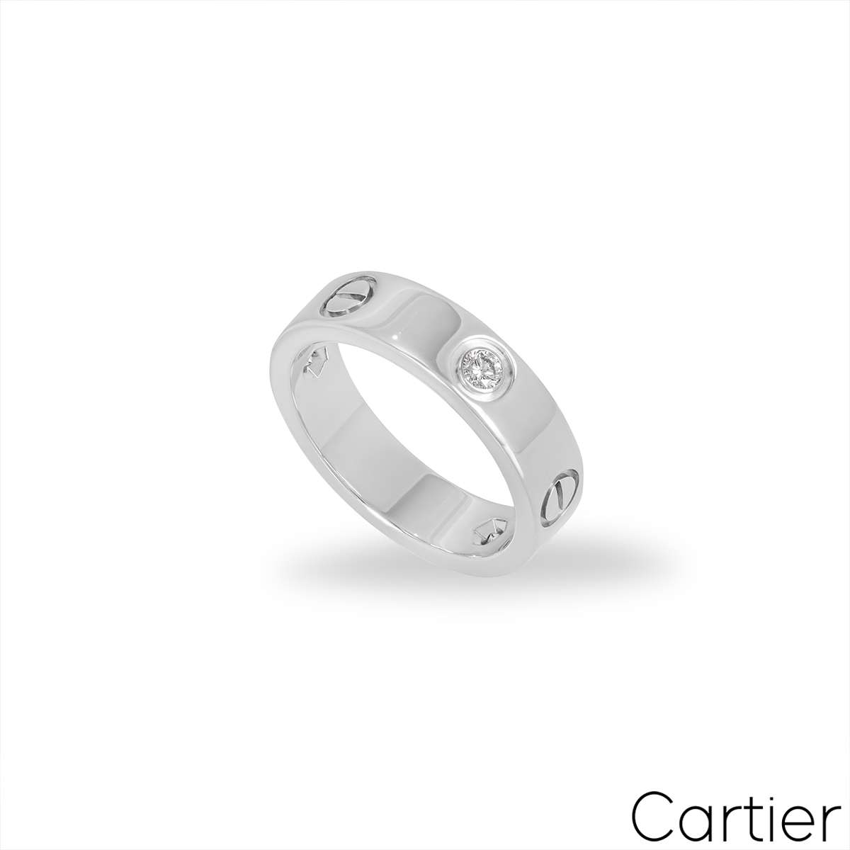 Cartier White Gold Half Diamond Love Ring Size 53 B4032500
